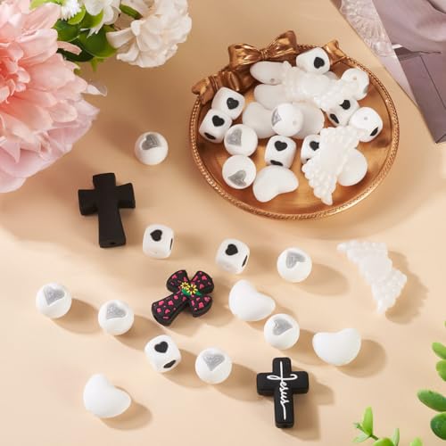 Perles en silicone croix et cœur pour fabriquer des cadeaux faits main