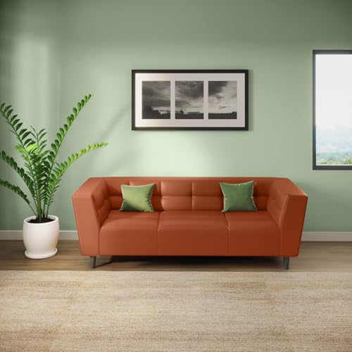 Image of Interio by Godrej Suez 3-Seater Synthethic Leather Sofa with Arms