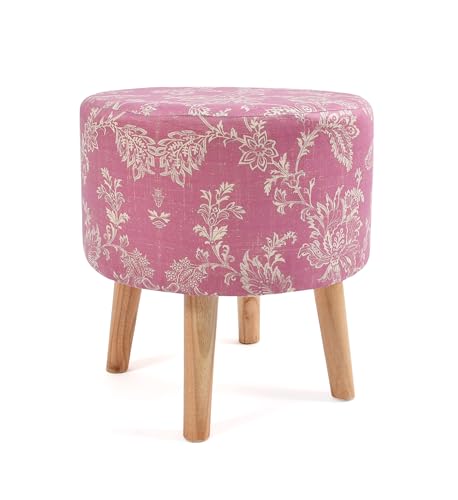 Image of NACIA Versatile Ottoman Stool with Storage - Stylish Pouffe for Footrest, Seating & Decor - Durable and Lightweight Design for Living Room & Bedroom, 18 Inch, Pink Dmsk