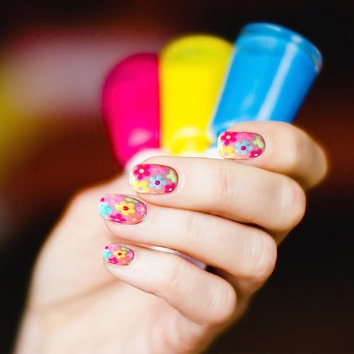 Vatocu Square False Nails Short Rainbow Flowers Press on Nails Summer Fake Nails Acrylic Stick on Nails for Women and Girls (24pcs) - Image 4