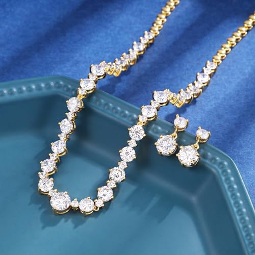 Women's Bridal Jewelry Set for Wedding Brides Bridesmaids, Elegant Prom Costume Necklace and Earring Jewelry Set for Women Evening Wear4