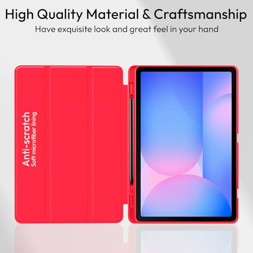 Image of Robustrion Cover for Samsung Galaxy Tab S10 Lite 10.9 inch / Tab S9 FE /Tab S10 FE /Tab S9 11 inch with [S Pen Holder], Flip Case for Samsung Tab S10 Lite /S10 /S9 FE Tablet Cover [Auto Sleep Wake] - Red