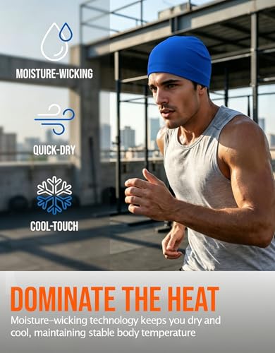 Image of Sweat Wicking Skull Caps Cooling Helmet Liner Hat Running Beanie Cycling Skullcap Sleeping Cap for Men Women