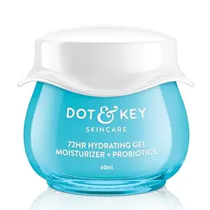 Dot & Key 72HR HYDRATING GEL + Probiotics Moisturizer for Face | With Hyaluronic Acid, Kombucha & Rice Water | Lightweight gel Moisturizer | For Dull, Tired & Uneven Skin Tone I For All Skin Types | 60ml