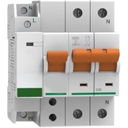 Conjunto Protector de sobretensiones permanentes, IGA 40A monofásico y Protector de sobretensiones transitorias, 15kA 1P (1+N), 10.5 x 6.5 x 8.5 centímetros, Color Blanco