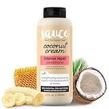 SAUCE BEAUTY Coconut Cream Conditioner for Dry, Damaged, Frizzy, Curly Hair with Coconut Oil, Paraben & Sulfate-Free, 10 Fl Oz | Intense Repair, for Dry, Revitalizing, Banana, Honey
