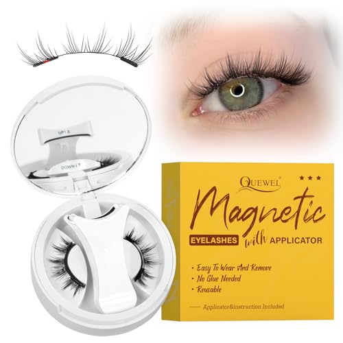 Faux Cils Magnetique, mise à niveau 2 faux cils magnétiques plus confortables à porter, Cils magnétiques QUEWEL avec applicateur, faciles à porter et à retirer (NZH-I)