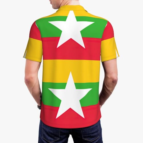 Polo de golf homme avec imprimé drapeau du Myanmar unique