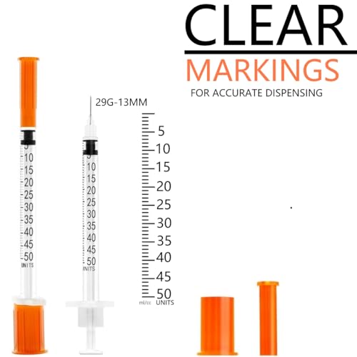 Image of 1 /2ml 29G 1 /2 Inch Measuring Syringes Lab Supplies, Individually Sealed Wrapped - Pack of 20