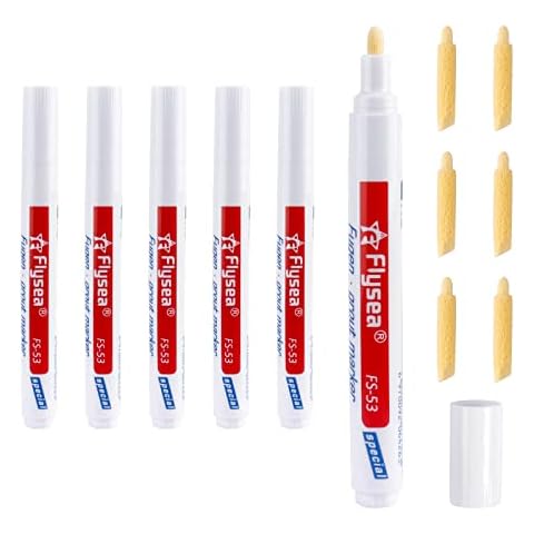 MOPOIN Grout Pens White, 6 Pcs Waterproof Grout Marker Repair Pen Grout Reviver Pen with Replacement Nib Tip, Grout Cleaner for Tile Wall Floor (White) Cover