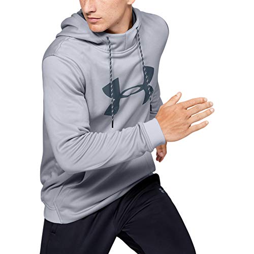 Under Armour Men's Armour Fleece Pullover Hoodie Big Logo Graphic, Mod Gray Light Heather (011)/Pitch Gray, Large