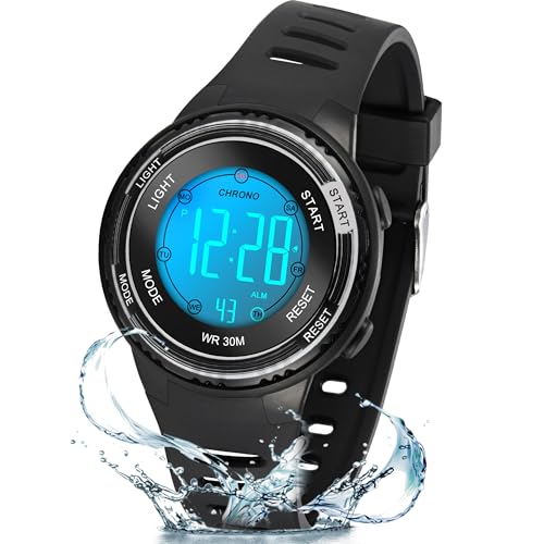 Edillas Reloj Niño Digital Infantil,Reloj Deportivo con LED 7 Colores,Impermeable 30M,Alarma,Cronómetro,Fecha,Regalo para Niños 4 15 Años