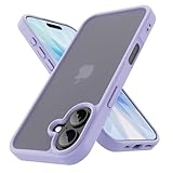 PinLiSheng ケース 半透明 カバー 米軍MIL規格 耐衝撃 マット感 黄ばみなし ストラップホール付き マグセーフ対応 ワイアレス充電 (薄紫, 17)