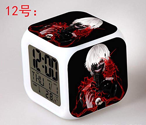 Preisvergleich Produktbild Kinder Nachttisch digitaler Wecker LED buntes Nachtlicht Stimmungswecker quadratische Uhr Berührungsschalter Stumm Reise kleiner Wecker mit USB Ladeanschluss Geschenk für Kinder Q8400