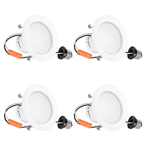 Hyperikon 4 Inch LED Recessed Lighting, 9W=65W, LED Retrofit Downlight, UL, Soft White, 4 Pack