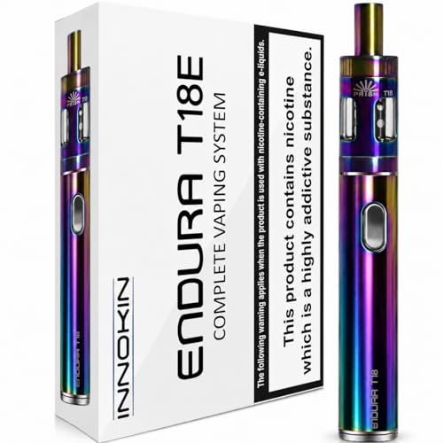 INNOKIN ENDURA T18E Vape Kit [Rainbow] - Compact Pen Style Starter Kit Flavour Focused Simple One Button Operation 14W Fixed Output T18E 1.5 Ohm Coils Compatible E Cigarettes No Nicotine