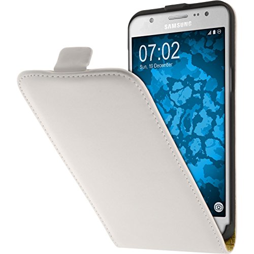 PhoneNatic Artificial Leather Case compatible with Samsung Galaxy J5 (2016) J510 - Flip-Case white Cover + protective foils