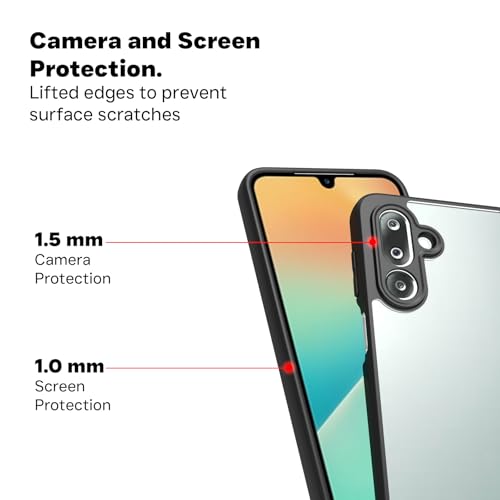 Image of RIGGEAR Shockproof Sleek Hybrid Armor Back Cover Case for Samsung Galaxy M36 5G / F36 5G (Clear PC + Black TPU Bumper)
