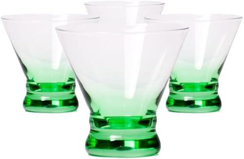Vasos de cóctel de colores sin tallo (verde) Martinis, Margaritas, cualquier bebida Bar, mesa o fiesta Gran regalo Elección de cuatro colores
