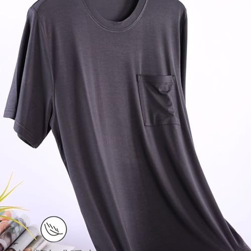 Men's Summer Pajama Set Short Sleeve Pant Pj Drawstring Crewneck Loungewear Medium Waist3