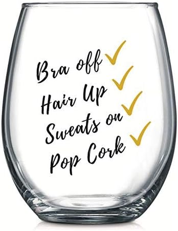 Funny Wine Glasses for Women or Men, Cute Wine Glasses, Unique Wine Glasses, Fun Stemless Wine Glass, Cute Drinking Glasses, Best Friends Wine Glass with Sayings, Novelty Gifts for Women, Wine Gift