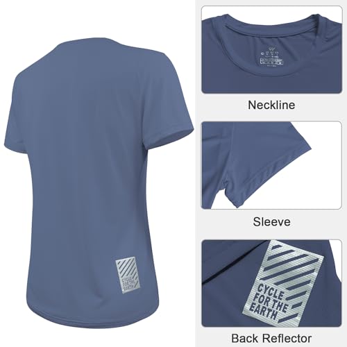 3-5 Pack Workout Shirts Women Running Quick Dry Crew Neck Gym Moisture Wicking T-Shirts Athletic Yoga Tee Top UPF 50+2