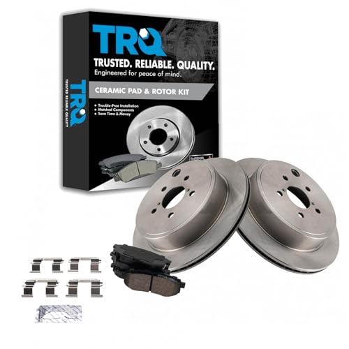 Image of TRQ Rear Brake Pad and Rotor Set Ceramic Vented Rotors | For 2013-2016 Scion FR-S 2013-2020 Subaru BRZ 2010-2014 Legacy 2017-2020 Toyota 86