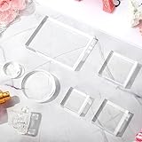 Whaline 6Pcs Acrylic Blocks Clear Stamp Block Tools Round Square Rectangle Photo Props Transparent Solid Acrylic Display Block Showcase Holder Base for Wedding Photography Props Jewelry Crafts Making