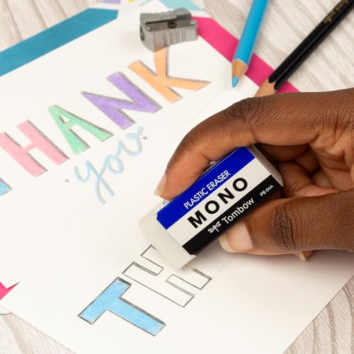 Image of Tombow 57324 MONO Eraser, White, Medium, 3-Pack. Cleanly Removes Marks