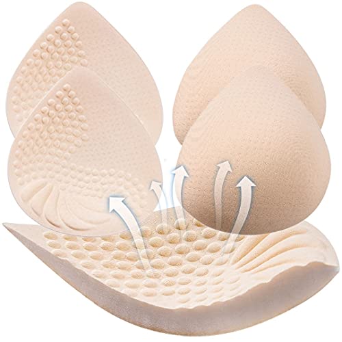 PRETTYWELL Bra Pads Inserts, 2 Pairs Latex Bras Inserts for Sports Bras, Bra Cups Inserts for Bikini Tops