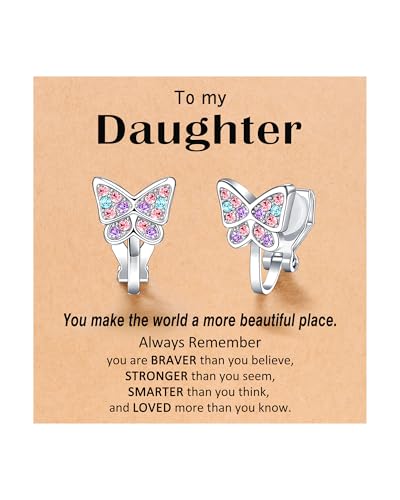 Image of Clip On Butterfly Earrings for Girls Daughter Granddaughter Gifts