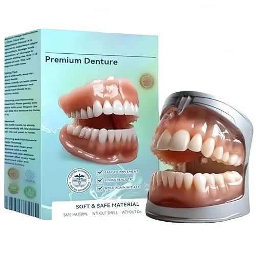 Prótesis dentales Sepremium, set de prótesis dentales inteligentes termoadaptables, kit de rebase de silicona personalizado para prótesis dentales, ideal para hombres y mujeres. Cómodo (1 Piezas)