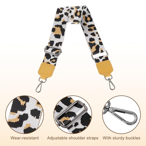 Image of uxcell Wide Shoulder Strap, 5cm Adjustable Purse Strap Replacement Crossbody Strap for Shoulder Bag Handbag, Camel, Black Square Mouth Buckle