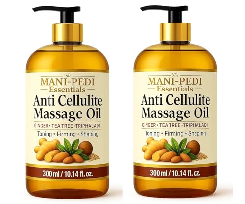 Image of TMPE Anti-Cellulite Massage Oil with Triphaladi, Ginger & Tea-Tree Oils | Toning, Firming & Shaping. No More Bumpy Skin, Strawberry Legs| Shape-Up Slimming | Cellulite Remover for Legs - 300ml (Pack Of 2)