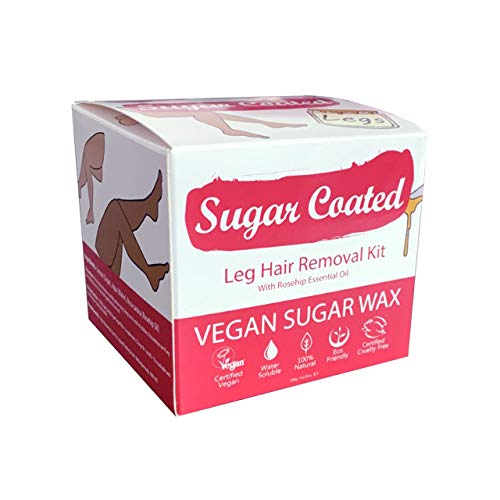 Belleza Wax Sugar Coated Hair Removal Wax Kit for Leg Hair, Vegan Friendly, Containing Essential Oil Rosehip Oil, 1 x 200g