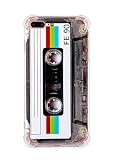 FAteam Matte Finish Heavy Duty Soft Back Cover with Reinforced Corners TPU Soft Bumper Retro Cassette Tape Case Compatible with iPhone 7 Plus/iPhone 8 Plus