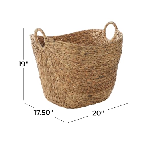 Deco-79-Seagrass-Storage-Basket-Large-Woven-Basket-20-x-18-x-19-Brown-Handmade-decorative-and-functional-basket-for-storage-with-ring-handles-baskets-for-organizing-room-decor