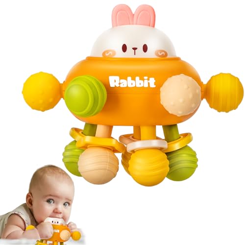Image of TOHIBEE Baby Teething Toys, Montessori Sensory Teether & Rattle for 0-12 Months, Orange Silicone, Perfect for Boys & Girls