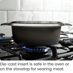 Chefman 6-Quart Slow Cooker, Electric Countertop Cooking, Stovetop & Oven-Safe Removable Insert for Browning & Sautéing, Family-Size Soups & Stews, Nonstick & Dishwasher-Safe Interior,Stainless Steel Chefman 6 Quart Slow Cooker Electric Countertop Cooking Stovetop Oven Safe Removable Insert for Browning Sauteing Family Size Soups Stews Nonstick Dishwasher Safe InteriorStainless Steel