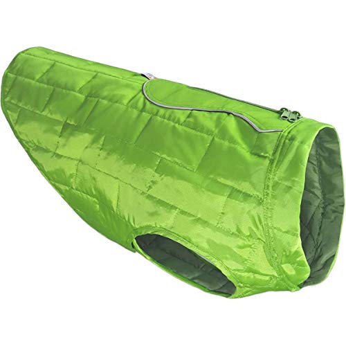 Kurgo Loft Dog Jacket, Reversible Dog Coat, Wear with Harness or Sweater, Water Resistant, Reflective, Winter Coat for Large Dogs (Greenery, L)