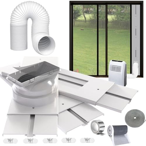 Sliding Door Air Conditioner Kit,Max Adjustable Length 228cm/90Inch, Sliding Door AC Vent Kit, Suit for 13cm/5.1Inch Exhaust Hose…