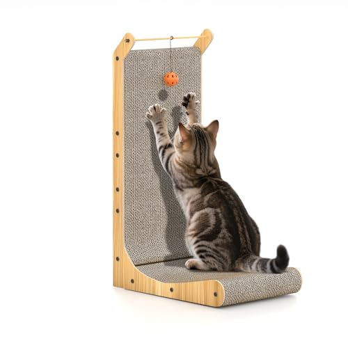 Dogat Katzenkratzer L-förmiges Katzenkratzbrett 68 cm hoch vertikaler Kratzbaum mit Ball Spielzeug Möbelschutz für Innenkatzen Karton 68 cm Dogat Katzenkratzer L-förmiges Katzenkratzbrett 68 cm hoch vertikaler Kratzbaum mit Ball Spielzeug Möbelschutz für Innenkatzen Karton 68 cm