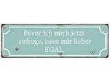 Interluxe Metallschild Schild mit Spruch Blechschild Bevor ich mich jetzt aufrege ist es mir lieber egal lustige Sprüche Motivation