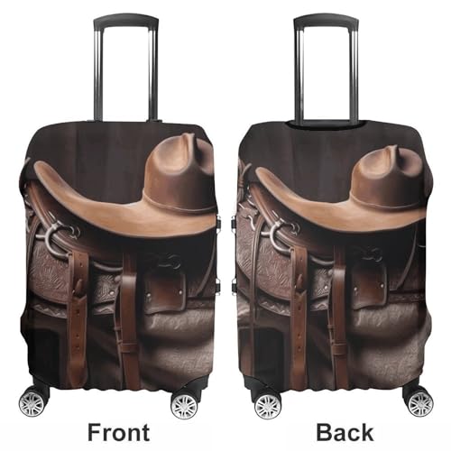 Travel Luggage Cover Protectors Elastic Anti-scratch Suitcase Cover Washable Luggage Sleeve Horse Saddle with A Cowboy Hat Wild Suitcase Cover Protector Fit 18-32 Inch Suitcases Travel Accessories L3