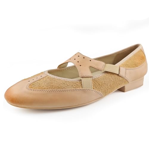 Women's Mary Jane Ballet Flats, Cross Strap Design, Soft Thin Sole & Low Heel, Breathable Microfiber, Easy Slip-On Wide Opening Comfortable Round-Toe Casual Shoes Ballerina Flat Women Shoes Dressy US Size 7