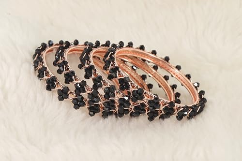 Image of NMII Stylish Pearls Beads Bangles Set For Women & Girls | Women's Bangles Bracelet | Metal Bangles Kada Set For Wedding, Party, Festival, Daily | Women's Fashion Jewellery- Set of 4