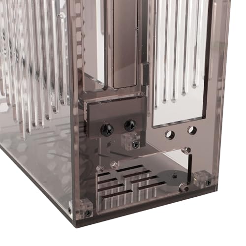 Miniatura ITX Gabinete PC Acrílico Transparente Portátil DIY para Computadora de Escritorio 360 Grados Diseño de Flujo de Aire Hueco para Entretenimiento en Casa y Juegos con Control de Temperatura 23x20.5x12cm (Negro) miniatura 5