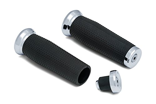 Kuryakyn 5948 Motorcycle Handlebar Accessory: Thresher Grips with End Caps, Universal Fit for 1" Diameter Handlebars, Chrome, 1 Pair
