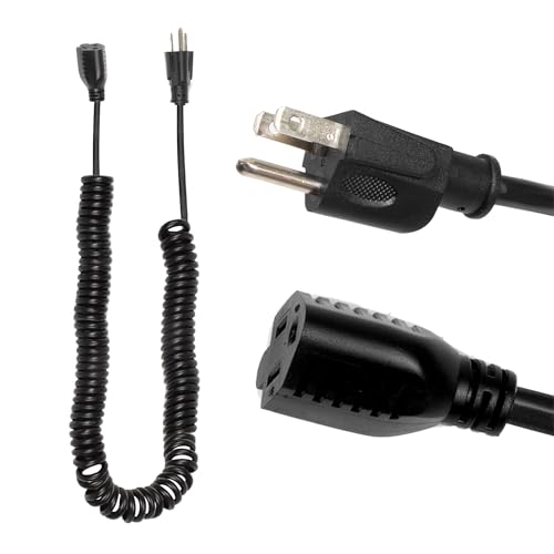 Iron Forge Cable SJEOW Black Outdoor Coiled Extension Cord 5 ft, 16/3 13 Amp Oil Resistant & Flame...