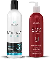 Kit Selagem Borabella Sealant Silk 3D 380ml e SOS Extreme - Tratamento Capilar Profissional, Brilho Espelhado e Redução de Volume/Frizz